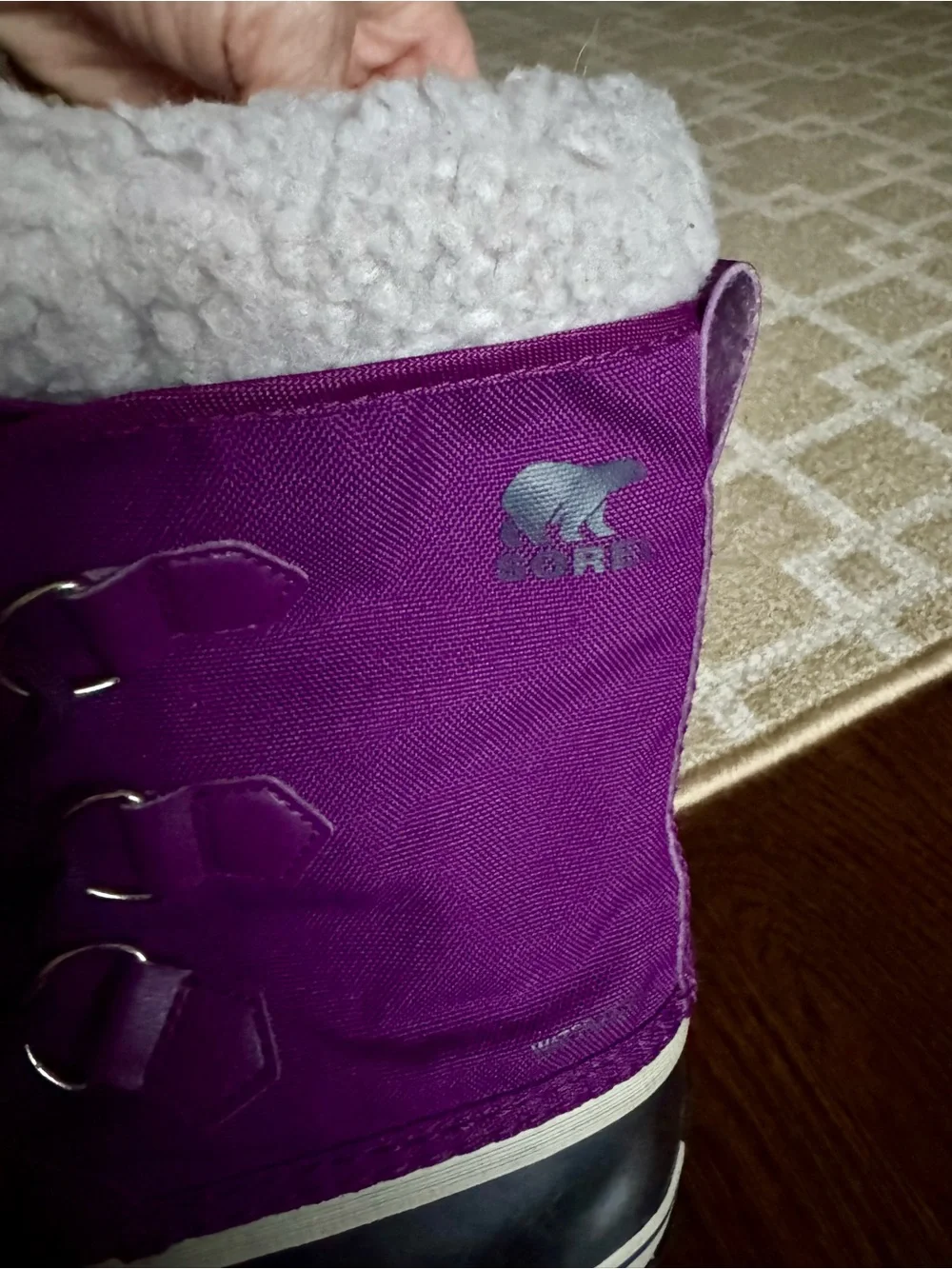 Sorel Kids Yoot Pac Insulated Waterproof Snow Boots Black Purple Girls Size 2